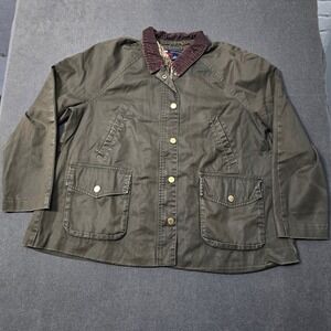 Tommy Hilfiger Jacket Mens  Green Corduroy Collar Plaid Lined Barn Field Coat XL